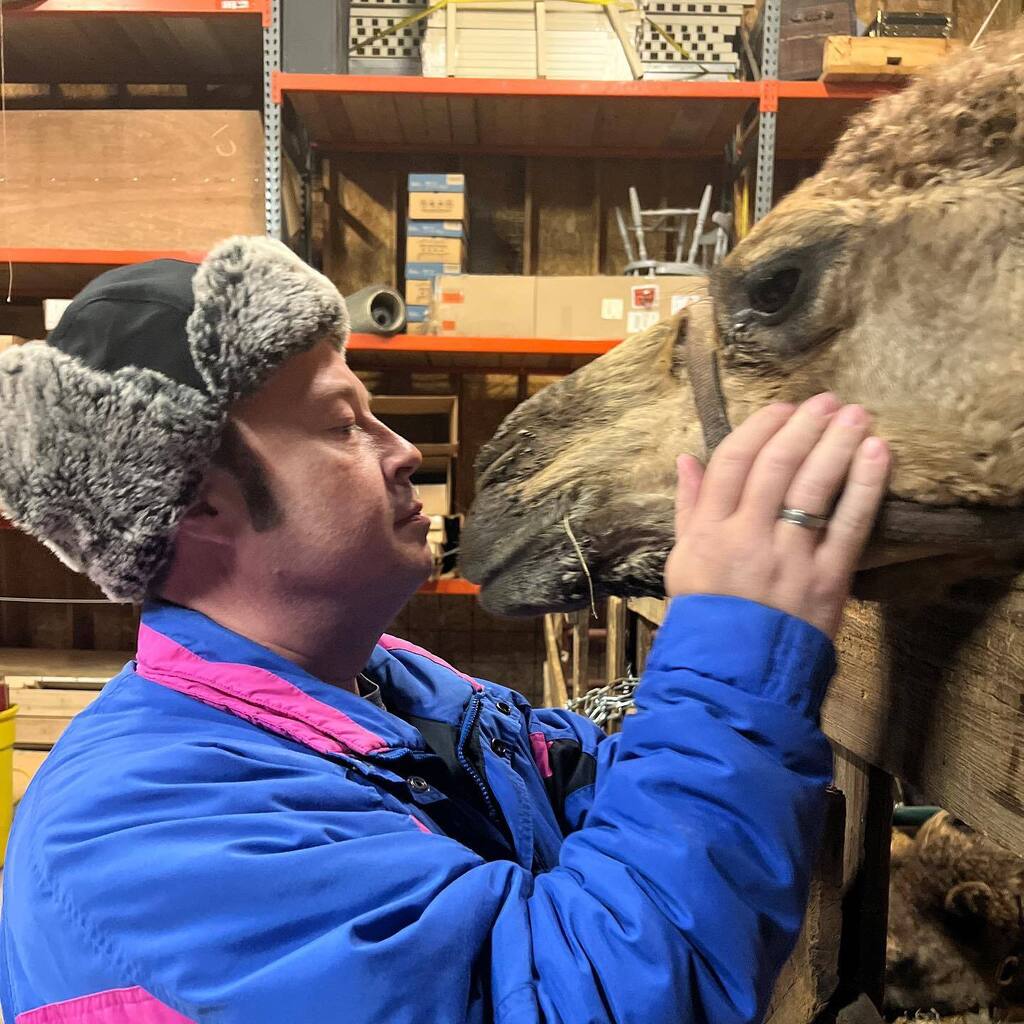 JonathanESmith's tweet photo. Having a moment. #camelwhisperer #livingnativity https://t.co/oGQtIsGKiy