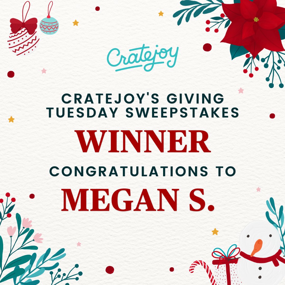 Congratulations, Megan! Want more chances to win your fave Cratejoy boxes? Be sure to keep an eye out for upcoming giveaway announcements.
