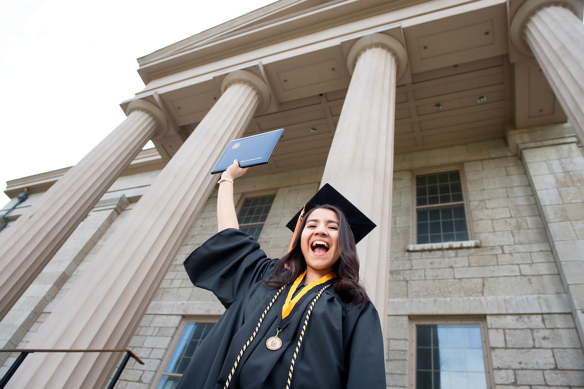 UIowaCLAS's tweet photo. CLAS graduates, don't forget! The college is offering diploma covers to CLAS grads. Please visit the Dean’s Office at 240 Schaeffer Hall to pick one up. #UIowaGrad22 https://t.co/zPNcuqXIcw