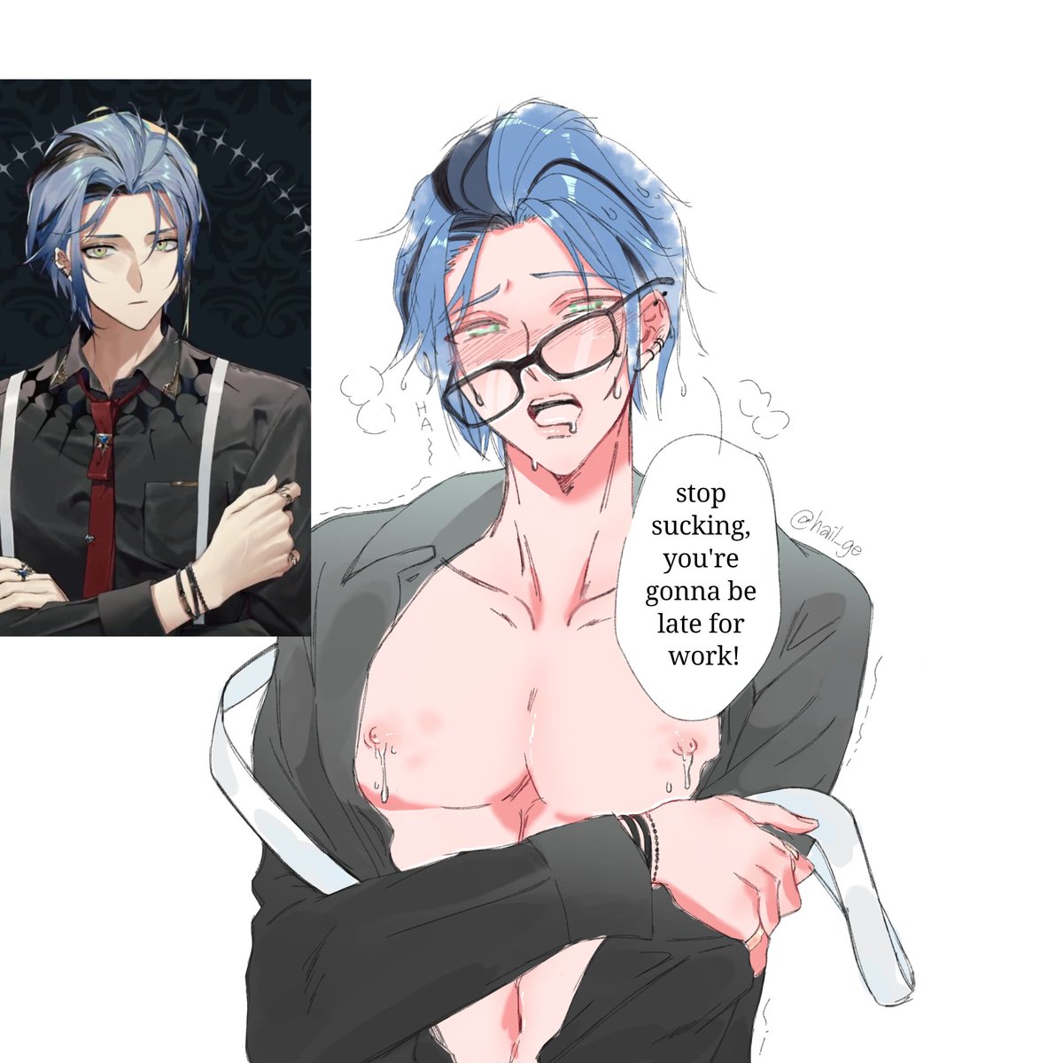 Mikhail🔞 على X: pov: your malewife hex sends you to work but ur naughty  🤨 HeXXX repost cuz i colored 😭 t.coupqeuROsim  X