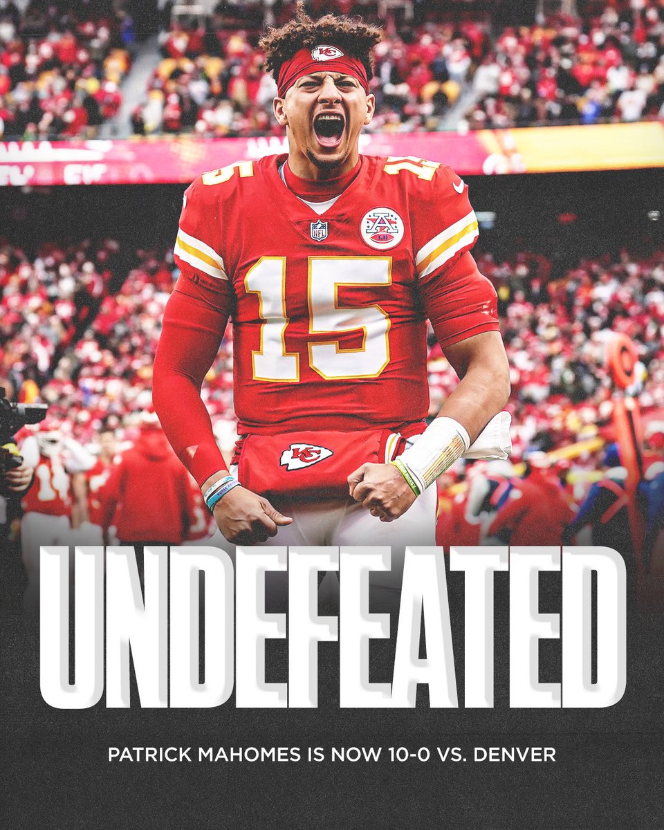 SNFonNBC's tweet image. Patrick Mahomes is now 10-0 vs. #BroncosCountry. 

#ChiefsKingdom
