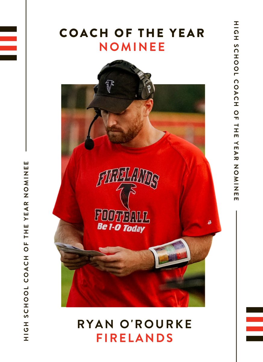 BrownsYouthFB's tweet photo. Congratulations to Ryan O’Rourke, Cleveland Browns High School Coach of the Year Nominee, from Firelands High School 🏈#playfootball 
 
@FirelandsFalcon | @CoachR_Orourke  

Article 🔗 https://t.co/8MBZdfNGx7 https://t.co/RxziYobjvr