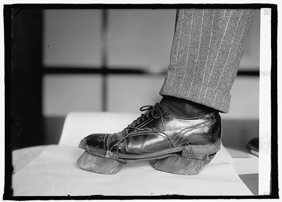 Cow shoes used by Moonshiners during Prohibition to disguise their footprints, 1922