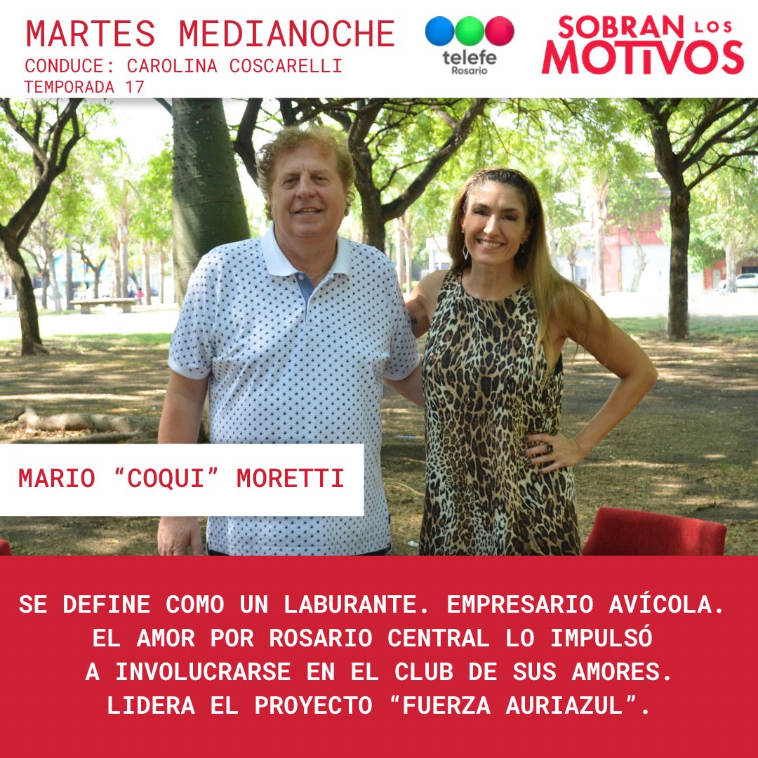slmrosariotv's tweet photo. Este #martes ‼️conocemos la #historia 💫  de @OkCoqui, referente de @fuerzaauriazul2, que llega al espacio de todas las emociones para hablar de su amor por #Central 🔵🟡

#Medianoche por @teleferosario📺

#CoquiMoretti #FuerzaAuriazul #RosarioCentral #Elecciones #Canaya #Canalla https://t.co/5Os19YKd3K