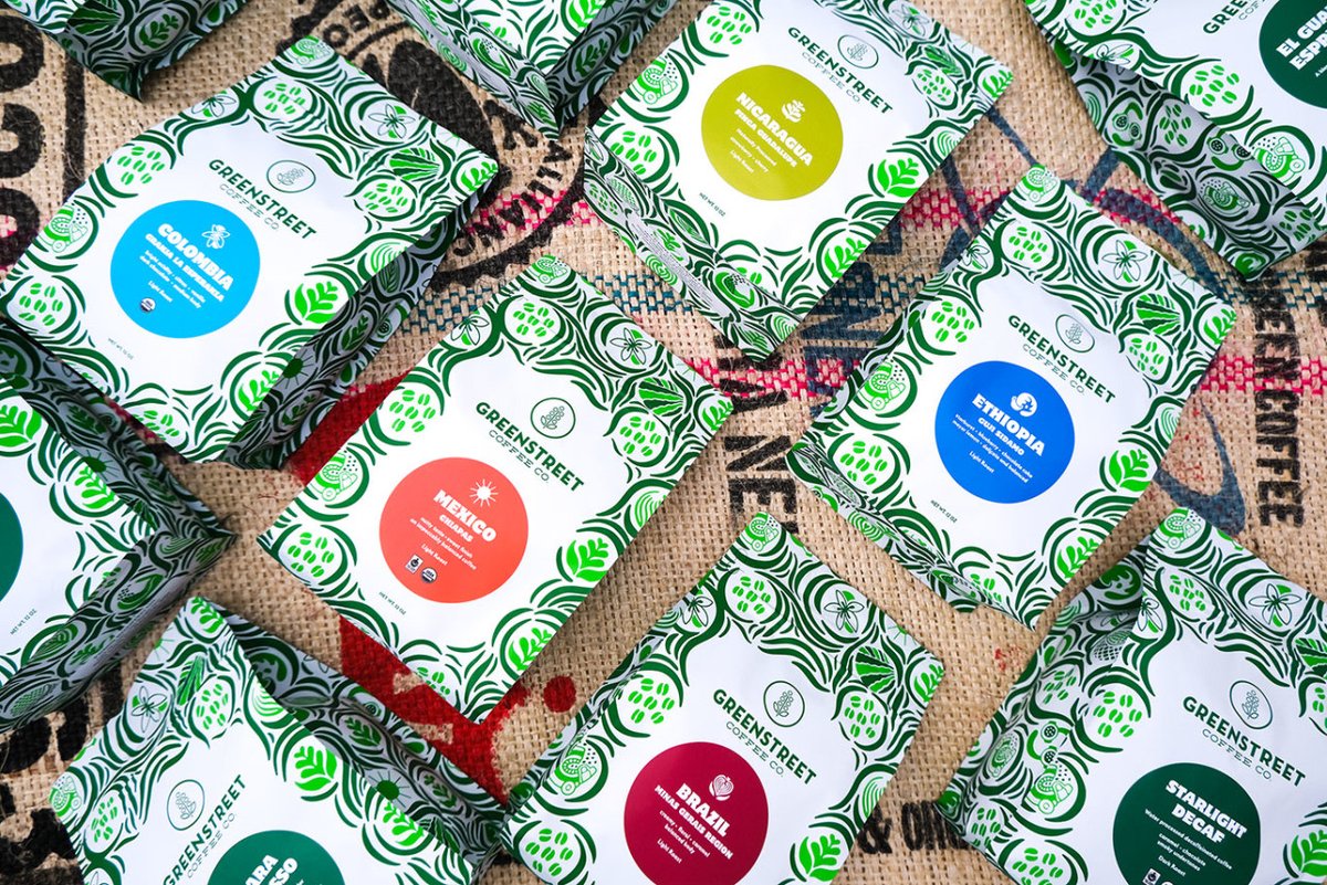 sprudge's tweet photo. Philadelphia's @greenstcoffee is giving a little design love to the 5lb coffee bag. https://t.co/spVX0kTcHj https://t.co/CbvLzcR4aY