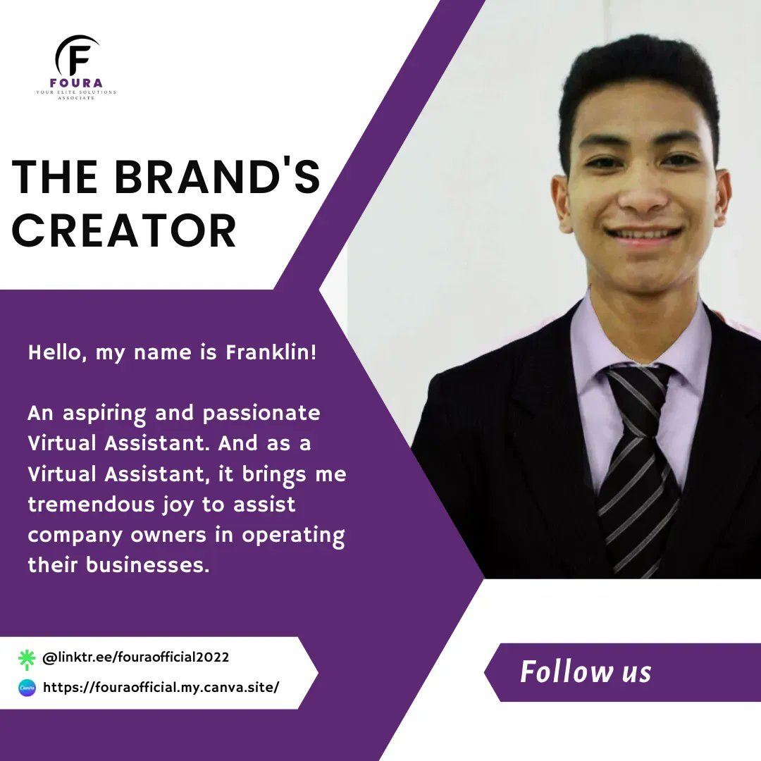 fouraofficial22's tweet photo. Hello 👋 My name is Franklin! 
You can find more of my content on my other social media channels at https://t.co/sMfl6l3sEj 
#fouraofficial2022 #foura #ConnectWithFoura #fouraservices #FouraEliteAssociates #virutalassistantsdn #virtualassistantservicessdn https://t.co/4acJEtn2Zv