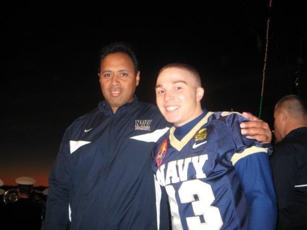 RockySbn's tweet photo. @NAVYCoachKen and I before the #PoinsettiaBowl in 2007. He led Navy to 10 more bowl games while accumulating a 109-83 record. The winningest coach in @NavalAcademy history. He is the 🐐and @NavyFB won’t be the same without him. Thanks Coach. #GoNavy #BeatArmy #MenOfKen https://t.co/cQSdzMSRb2