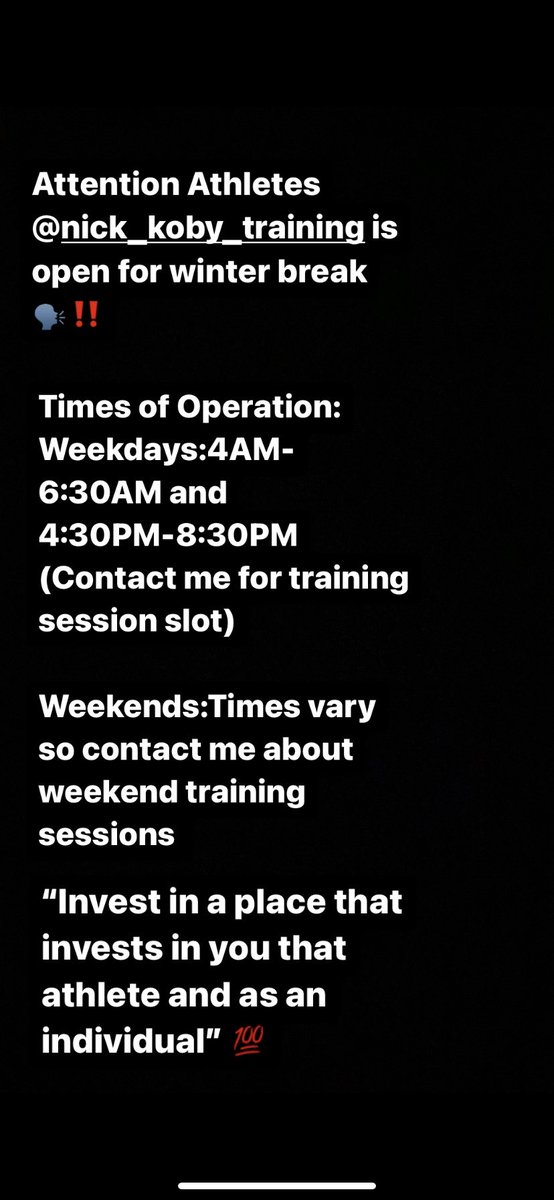 ATTENTION Athletes who need a place to train during winter break contact me‼️