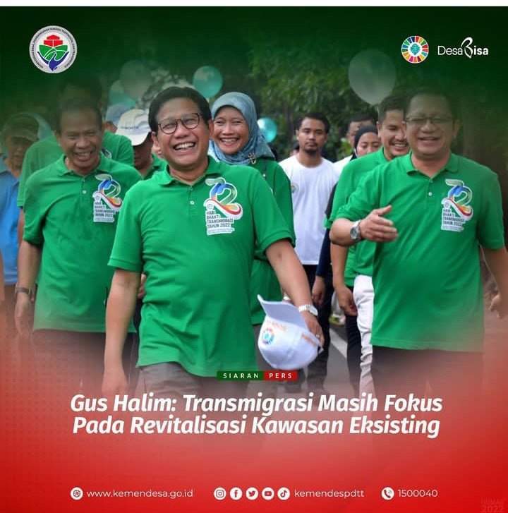 Transmigrasi masih fokus pada revitalisasi kawasan eksisting
#72TahunBaktiTransmigrasi 
<a href="/jokowi/">Joko Widodo</a> 
<a href="/halimiskandarnu/">ABDUL HALIM ISKANDAR</a> 
@kemendespdtt 
<a href="/malik_haramain/">malikharamain</a> 
<a href="/imansyukri/">Iman Sukri</a> 
<a href="/taufikmadjid71/">IG : taufik.madjid</a> 
@yusradaridesa 
<a href="/azzameldzikrie/">#SantriIndonesia</a> 
<a href="/tppkemendes/">TPP KEMENDES</a> 
@DitjenPPKTrans 
<a href="/P3MDKalteng/">P3MD PROV KALTENG</a> 
<a href="/P3MDLamandau/">P3MDLamandauKalteng</a>