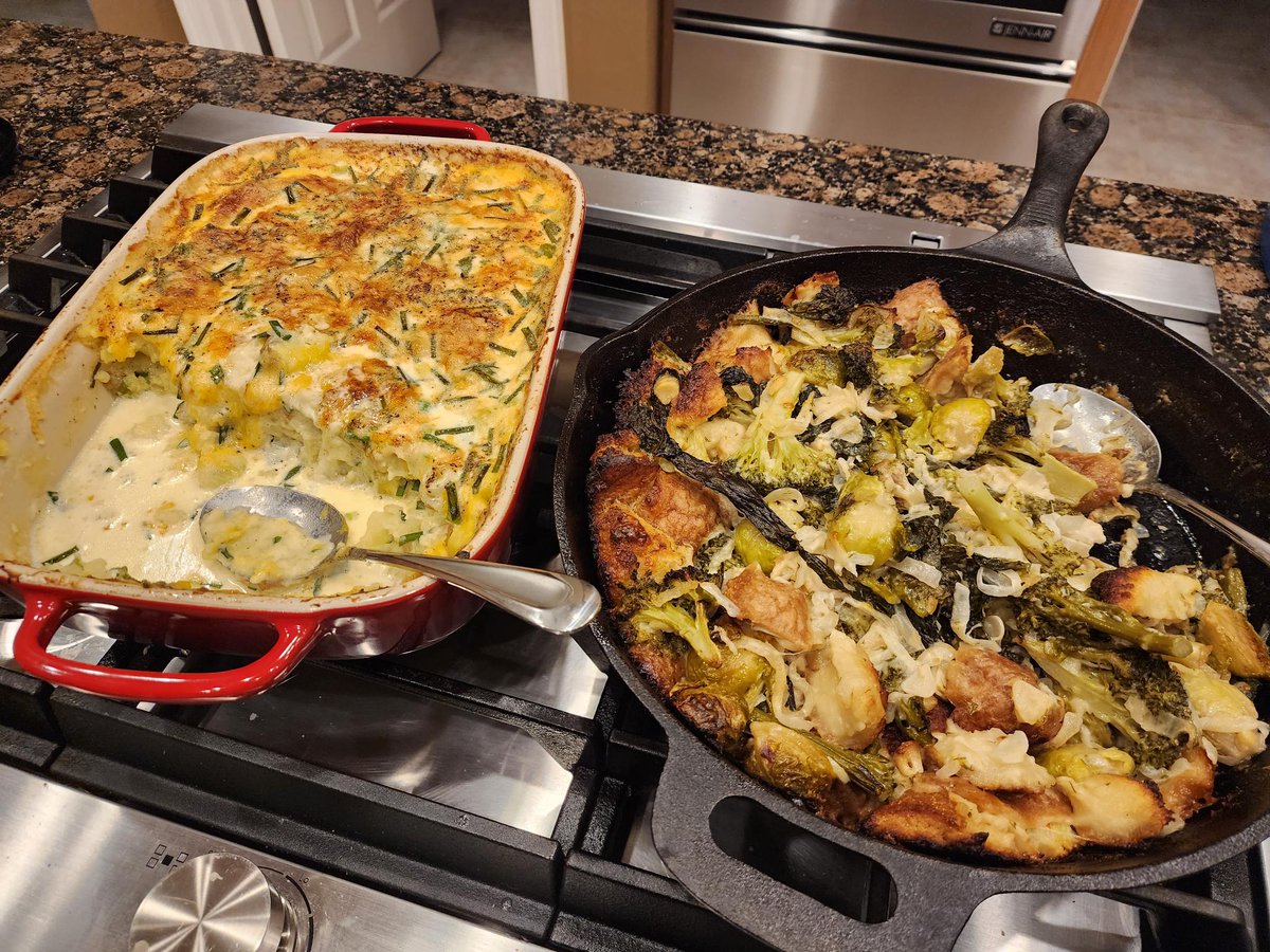 JNoran's tweet photo. Hubs decided to make all three @mollybaz Thanksgiving dishes this weekend. We had another couple over for dinner, still barely made a dent. But DA-YUM, everything was super delicious! (Not shown- dirty dishes for days. 😂) https://t.co/7qLFi9y7Ql