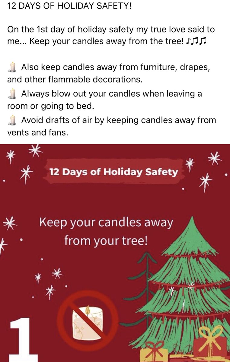 Great Safety Tips from the City of Madison Fire Department! #holidaysafety #holiday #safety #candles #fireprevention #fire #holidays