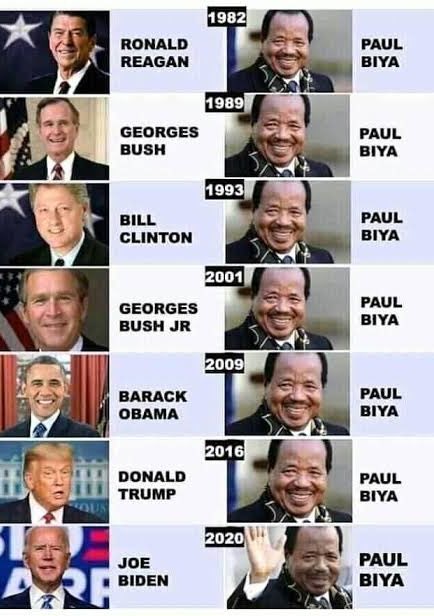 Next week <a href="/POTUS/">President Donald J. Trump</a> <a href="/JoeBiden/">Joe Biden</a>⁩ will follow in the footsteps of his predecessors #Reagan, #Bush Sr., #Clinton, #Bush Jr., #Obama &amp; #Trump who’ve all allowed #Tyrants4Life like #PaulBiya of #Cameroun to abuse ⁦<a href="/WhiteHouse/">The White House</a>⁩ though rejected by their people.
