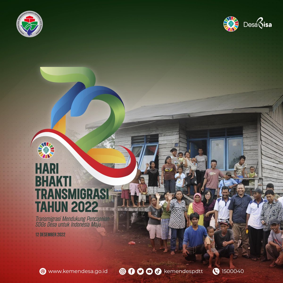 Selamat Hari Bhakti Transmigrasi ke-72.

Tepat di tanggal 12 Desember 1950, melalui Jawatan Transmigrasi, Pemerintah Indonesia memberangkatkan 25 kepala keluarga, atau 98 jiwa transmigran menuju Lampung dan Lubuk Linggau.

#72TahunBhaktiTransmigrasi