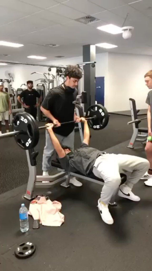 cryptkilergamer's tweet photo. first cheat day hit 100kg too easy my boy vijay benching 20 #gym  #hustle #maya #ayam #mayabackwards https://t.co/8meQLgSQcP