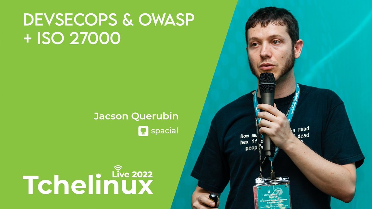 tchelinux's tweet image. A palestra "DevSecOps & OWASP + ISO 27000" apresentada por Jacson Querubin estreia nesta Quarta, dia 14/12 às 20h! youtube.com/watch?v=6M-i1X… #tchelinux_live_2022