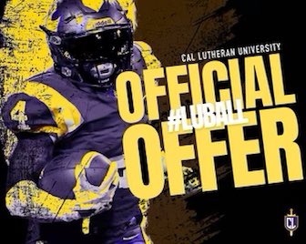 After a great conversation with <a href="/CoachSuth74/">Noah Sutherland</a>, I am blessed to have received an offer to play football and further my eduction at California Lutheran University! Go Kingsmen!
