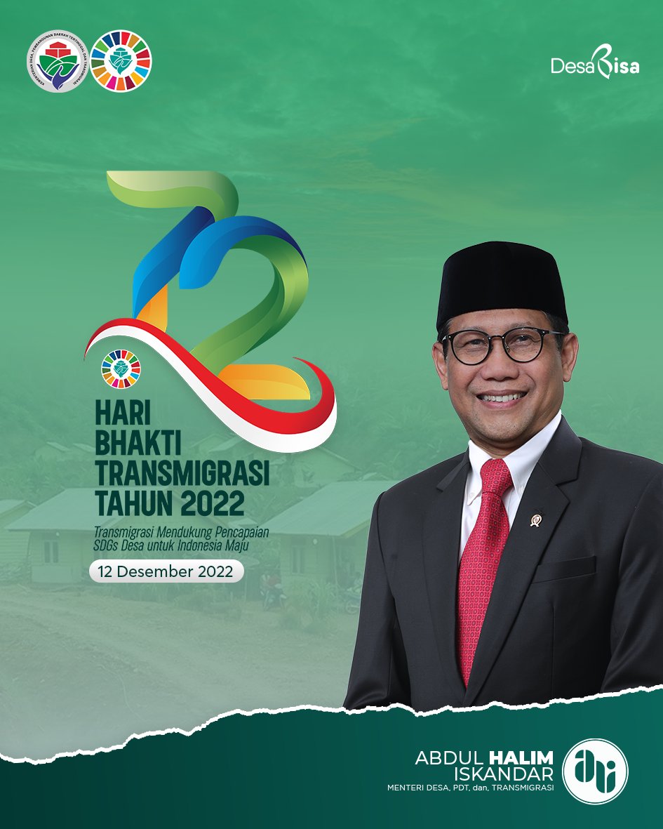 TaslimHarahap1's tweet photo. Transmigrasi adalah upaya pemerintah untuk meningkatan pemerataan penduduk &amp; mensejahterakan.
@jokowi 
@halimiskandarnu
@Kemendespdtt
@malik_haramain
@imansyukri
@taufikmadjid71
@yusradaridesa 
@azzameldzikrie 
@tppkemendes
@DitjenPPKTrans 
#72TahunBhaktiTransmigrasi https://t.co/pM2EL7gnON