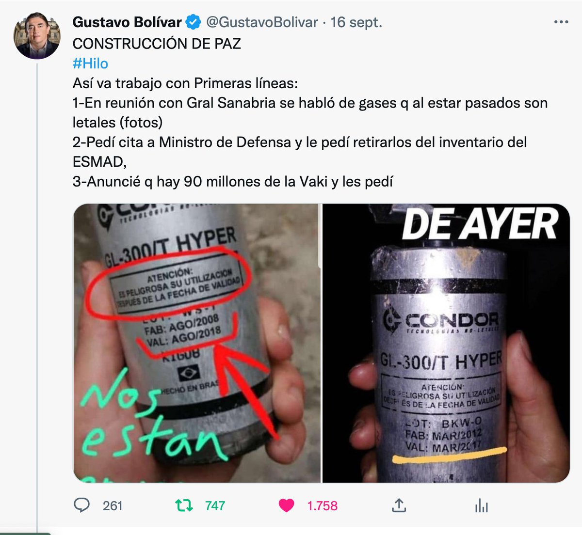GustavoBolivar's tweet photo. 🧵Sobre el video que circula la ultraderecha de una reunión con Primera Línea:
1- Nunca he hecho reuniones clandestinas. Una en la ONU con el general Sanabria, Otra en en el Sena con el director Londoño y esta en el ministerio de Justicia con el Ministro abordo, todas publicas👇 https://t.co/zfqJKcVJ4I