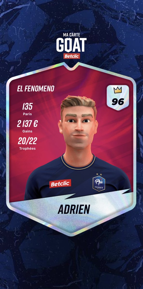 MeunierAdrien5's tweet photo. Plus que 2 petits paries ⁦@Betclic⁩ 🤞🏻
#cartegoat #betclic https://t.co/TXLYoe8oSV