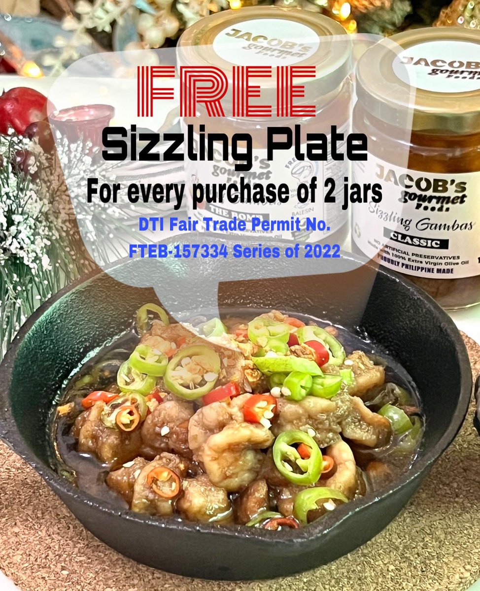 jacobsgourmet's tweet photo. Seize this SIZZLING DEAL and add to cart now!
Thank you for SHOPPING!
#jacobsgourmetfoods #jacobsgourmetfoodslovers #pambansanggourmetngpinoy #sizzling #sizzlingplate #sizzlinggambas #newdish #promo #promotion #Trending #TRENDINGNEWSTODAY https://t.co/UiVxO6I6pP