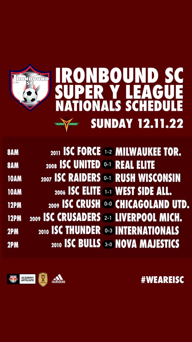 IronboundSC's tweet image. Great work today by our 8 Ironbound SC teams at the 3rd day of the 2022 @SuperYLeague Nationals in Tampa, FL. 3 of our teams will be advancing to the Semifinal round tomorrow!⚽️🏆
#WEAREISC 
#WEWANTTHECUP🏆