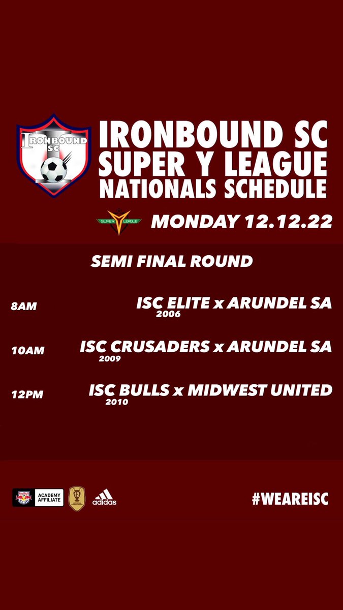 IronboundSC's tweet image. Our 2006 ISC Elite, 2009 ISC Crusaders, &amp;amp; our 2010 ISC Bulls have advanced to the Semifinals of the 2022 @SuperYLeague National Finals in Tampa,FL! Bring them home!🏆🏆🏆⚽️
#WEAREISC
#WEWANTHECUPS *
#WEDOTHIS