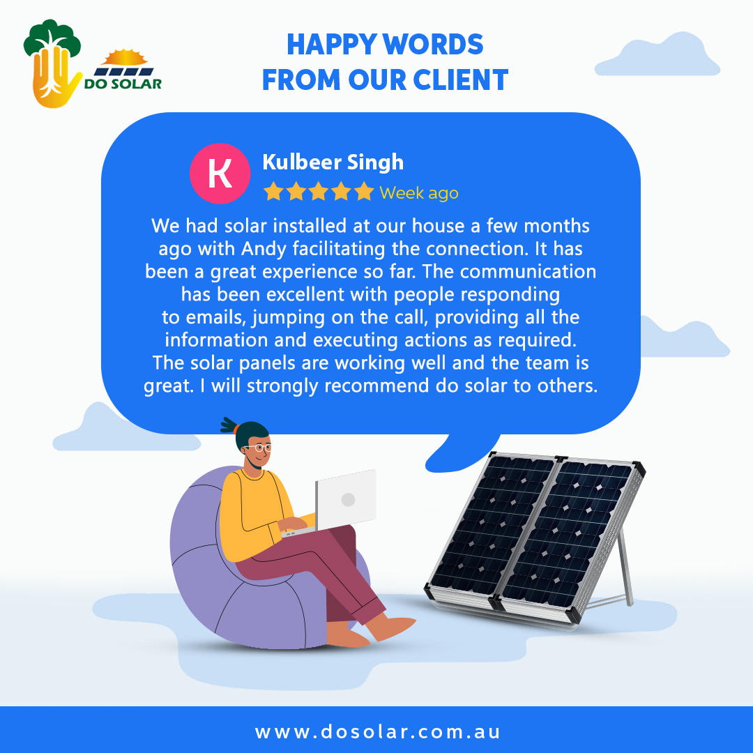 DosolarMelbourn's tweet photo. ✨ CLIENT TESTIMONIAL ✨
😊Thanks to Kulbeer Singh for taking the time to leave us a review! 👍 and thank you for an awesome 5-star review.⭐️⭐️⭐️⭐️⭐️
.
.
Visit https://t.co/tSJk7HnfVy &amp; request a free no-obligation consultation on the #solar_panel_system.
or Call us: 1300 845 262 https://t.co/hxfGQ5JYJJ