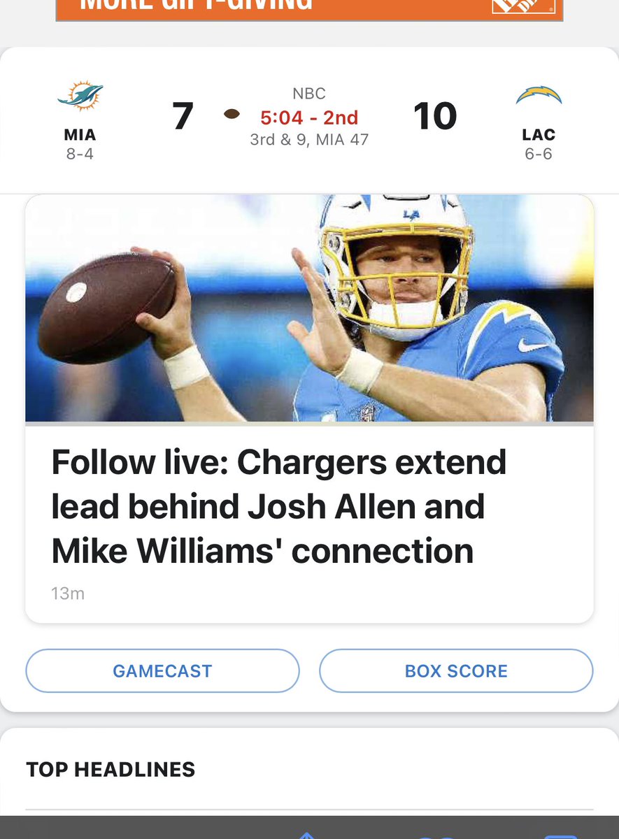 Does a <a href="/JoshAllenQB/">Josh Allen</a> pass for the Chargers count for fantasy football points? <a href="/espn/">ESPN</a>