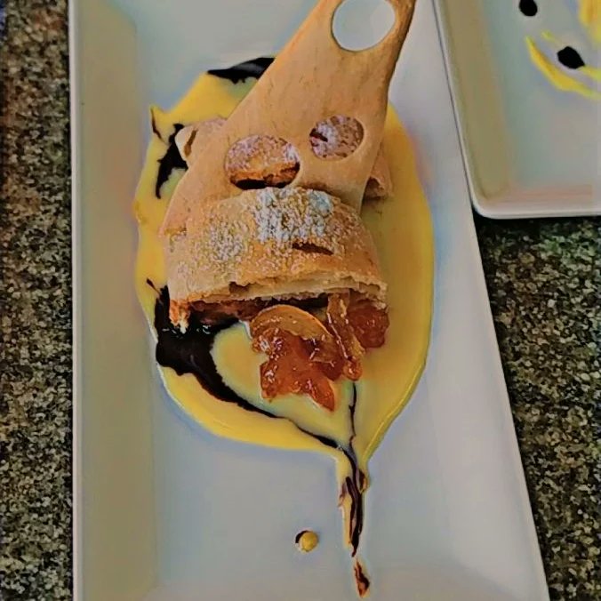 ourestro's tweet photo. Apple strudel is a traditional Viennese strudel, a popular pastry in Austria, Bavaria, the Czech Republic, Northern Italy, Slovenia, and other countries in Europe that once belonged to the Austro-Hungarian Empire (1867–1918). (Ref - Wikipedia)

#foodie #pastry #ourestro https://t.co/MdVVy3QKgE
