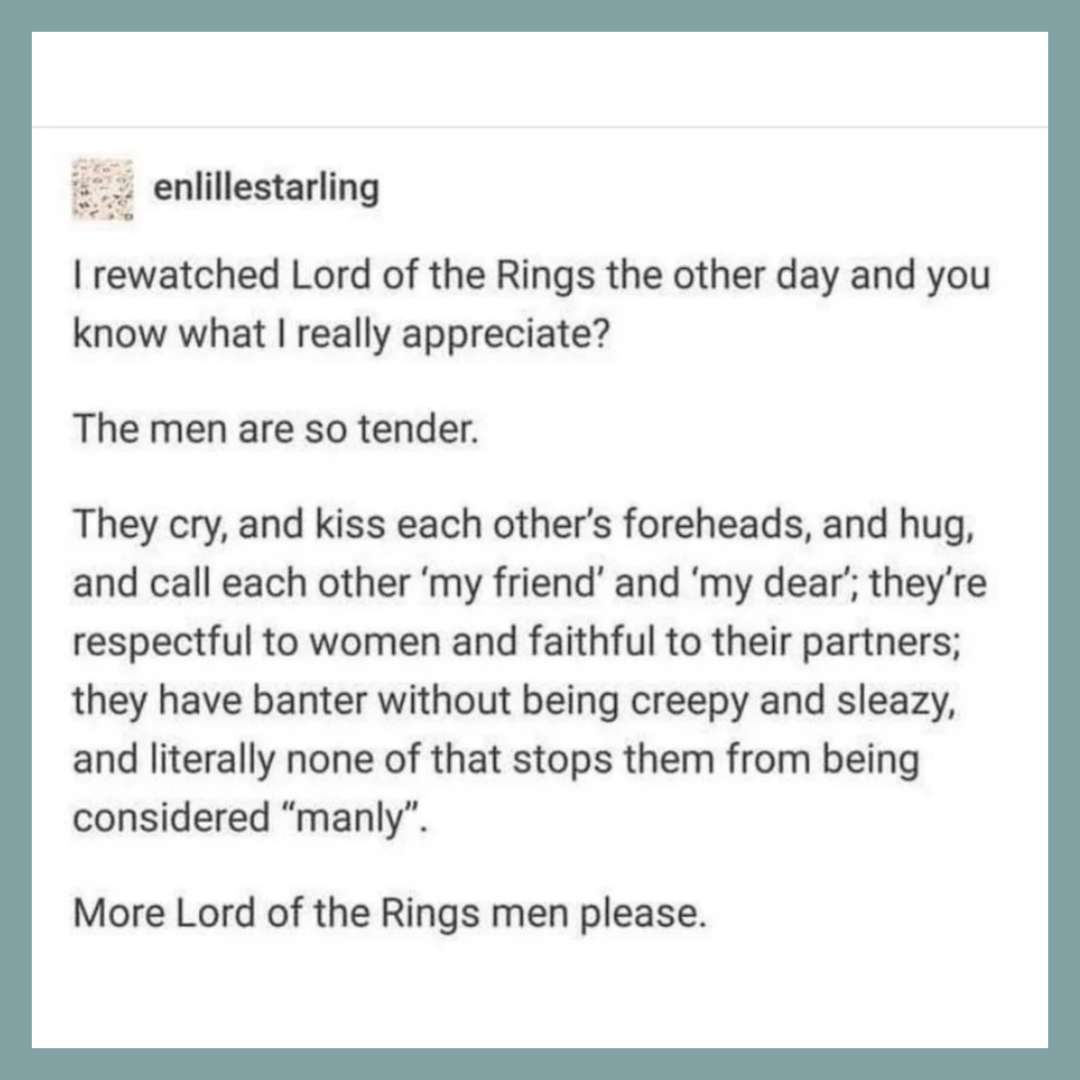 Lord of the Rings healthy masculinity