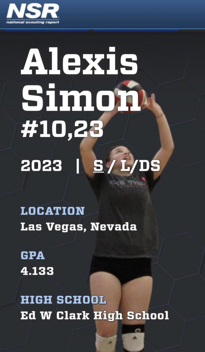 NSR Nevada is proud to welcome 2023 Setter Alexis Simon to our list of handpicked and chosen student athletes!  Lexi also specializes as a DS/L.  Dad Stephen and his bride Pamela are some very proud parents!  Welcome to NSR!  
Alexis - evo.nsr-inc.com/alexis.simon23