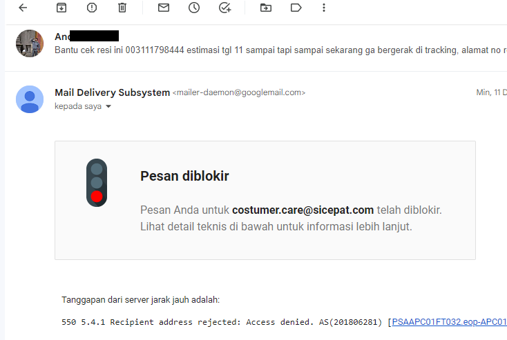 andi_perconte's tweet photo. @sicepat_ekspres @TokopediaCare amazing ya komplen lewat email, tapi email gw di blokir hahahaha lucunya si cepat ini eh si lambat maksudnya @sicepat_ekspres siapa lagi yg senasib yak https://t.co/ES9d32pVsX