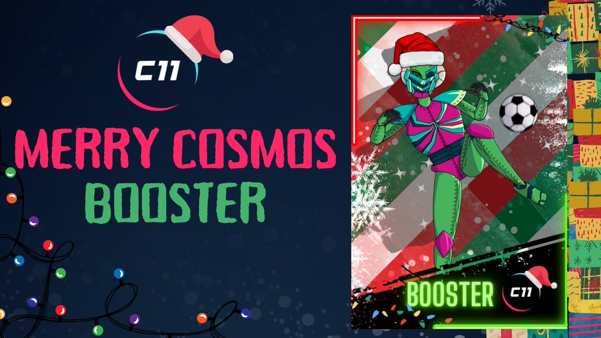 Cosmos_E11even's tweet photo. 🎄#MERRYCOSMOS BOOSTER SALE🎄

▶️ 12/12 6 PM UTC⏰
▶️ 80 MINTS ONLY
▶️https://t.co/S8dy3dn0Ca

Get +4 Tackling on your players with our holiday booster! 🔥
#WAXNFT #footballmanager #playtoearn #P2E #Web3Games https://t.co/JGEFmveeiM