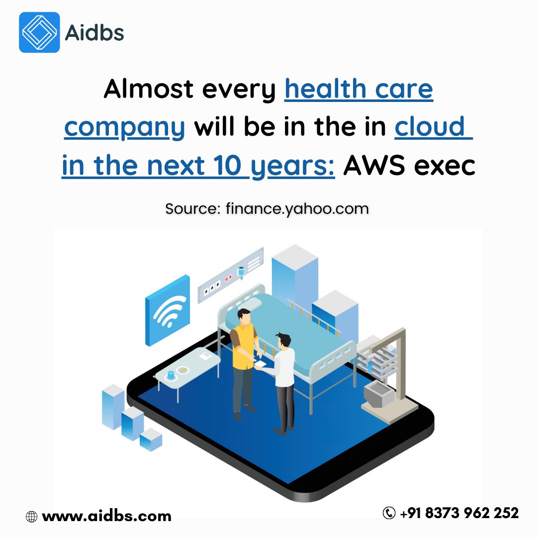 devolityinc's tweet photo. Almost every health care company will be in the cloud' in the next 10 years: AWS exec
Read More: https://t.co/dfReKaBoQI
#Aidbs #Cloud #CloudComputing #HealthcareCloud https://t.co/IQ8b8URrHS