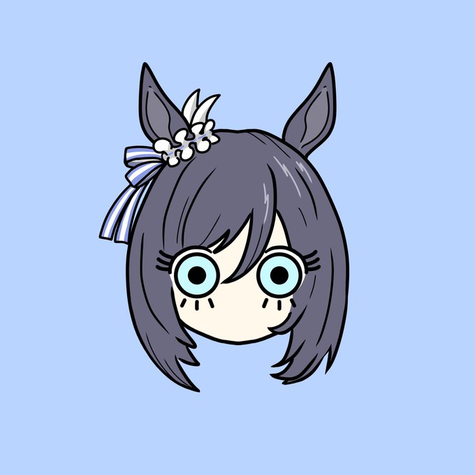 アイコン描けたよ③ ウマ娘 エイシンフラッシュあんまり知らないけど目の色と背景色合わせたい派なのでブルー背景です  