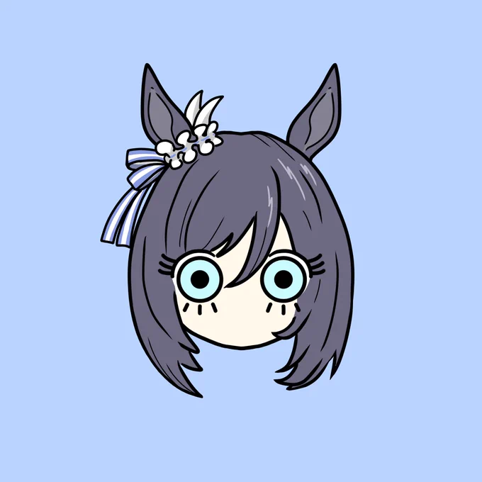 アイコン描けたよ③ ウマ娘 エイシンフラッシュあんまり知らないけど目の色と背景色合わせたい派なのでブルー背景です  