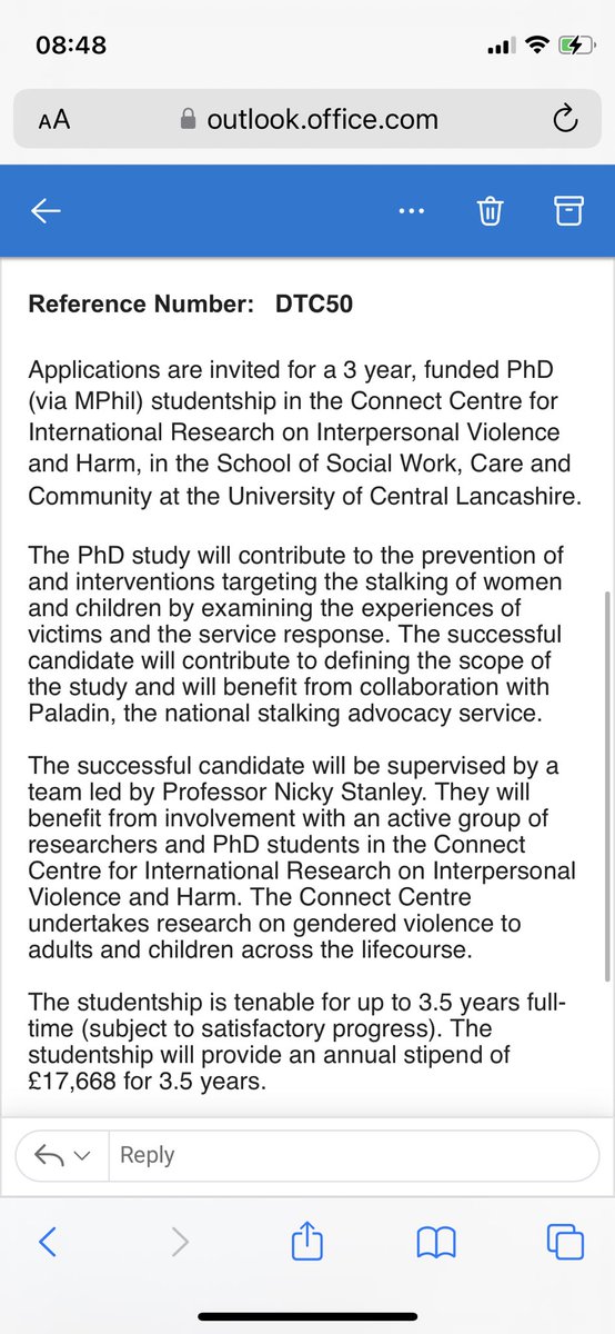 Kelly_Bracewell's tweet image. Fantastic full time #phd opportunity @UCLanSocialWork 

@ConnectUCLan @paladinservice #stalking #VAWG #phdstudy 

uclan.ac.uk/research/resea…