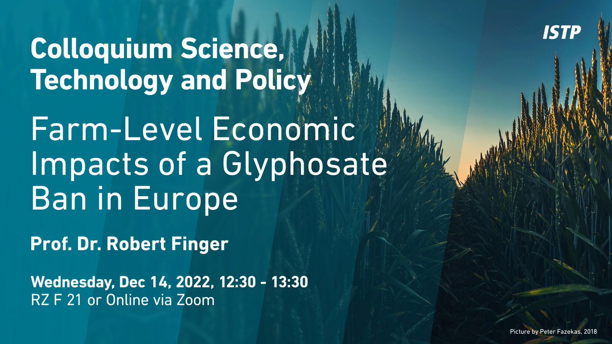 ISTP ETH (@istp_eth) on Twitter photo This Wed, Dec 14, at our #ISTPcolloquium <a href="/RobertFinger1/">Robert Finger</a> (<a href="/d_mtec/">D-MTEC ETH Zurich</a>) talks about potential #EconomicImpacts of #GlyphosateBan in European #agriculture, revealing significant heterogeneity across studies & new economic trade-offs:u.ethz.ch/EkXvX Join:u.ethz.ch/ndpXO This Wed, Dec 14, at our #ISTPcolloquium <a href="/RobertFinger1/">Robert Finger</a> (<a href="/d_mtec/">D-MTEC ETH Zurich</a>) talks about potential #EconomicImpacts of #GlyphosateBan in European #agriculture, revealing significant heterogeneity across studies & new economic trade-offs:u.ethz.ch/EkXvX Join:u.ethz.ch/ndpXO