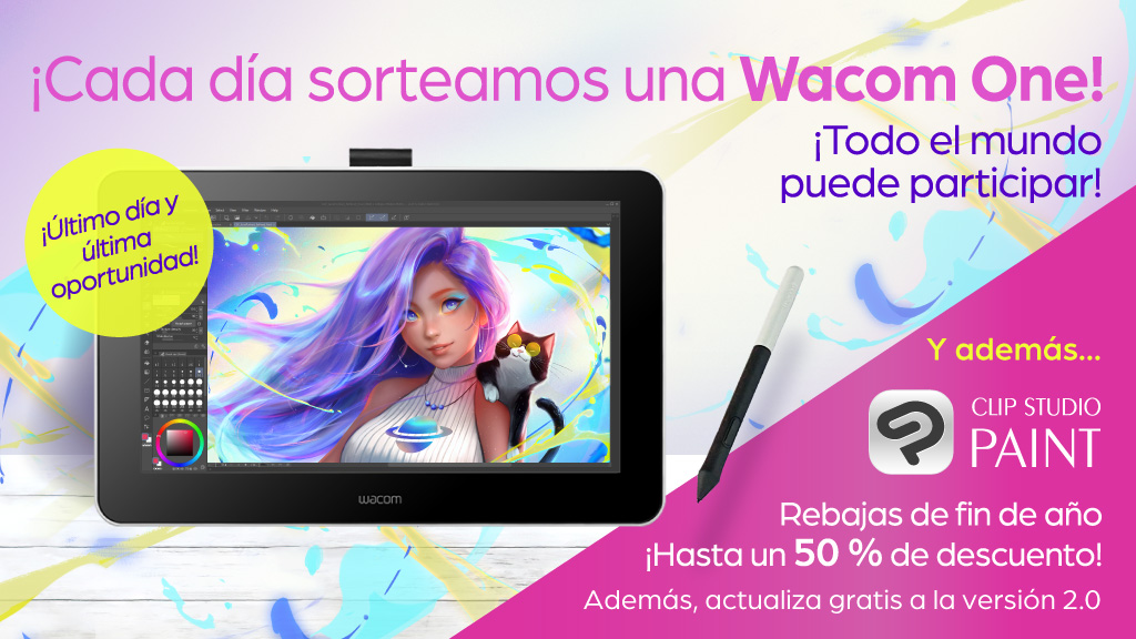 clipstudiopaint's tweet photo. Solo hasta el 13 de diciembre a las 8:00 GMT, ¡obtén un descuento de hasta el 50 % en Clip Studio Paint! Síguenos y retuitea este post para ganar una Wacom One cada día durante las rebajas. ¡Última oportunidad! Más información: https://t.co/Hyq4ciNyuR https://t.co/glOjpuj6WI