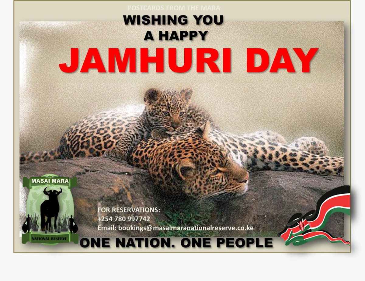 As a country we are proud of this day and we continually celebrate our independence 🇰🇪 Happy Jamhuri Day to you and yours🙏 #JamhuriDay2022 For bookings & reservation Call/ Whatsapp +254 780 997742
