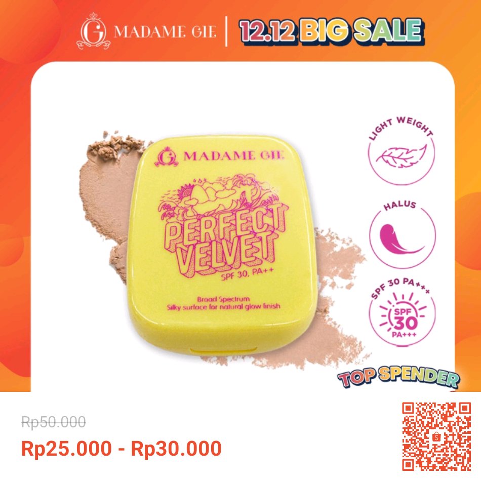 dianchen09's tweet photo. Temukan [READY STOCK] Madame Gie Perfect Velvet SPF 30PA++ Two Way Cake - MakeUp Bedak Padat dengan potongan 50%! Hanya Rp25.000 - Rp30.000. Dapatkan segera di Shopee! https://t.co/7yy2HPw9oz #ShopeeID https://t.co/Wkp5cGsowS
