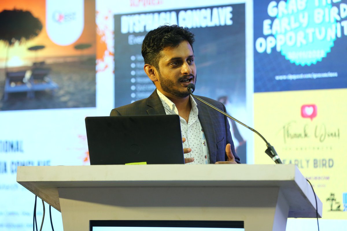 PS_Hegde's tweet photo. Was at #PENSA2022 for a talk on Assessment and Treatment of Dysphagia. Drawing energy from few team members, Dr. Esther Sathiaraj and Ms. Sruthi, from work and delivering an experience of relationship building between Clinical Nutritionists and Swallow Specialists. #HCGHospital https://t.co/UN2qSAIfMI