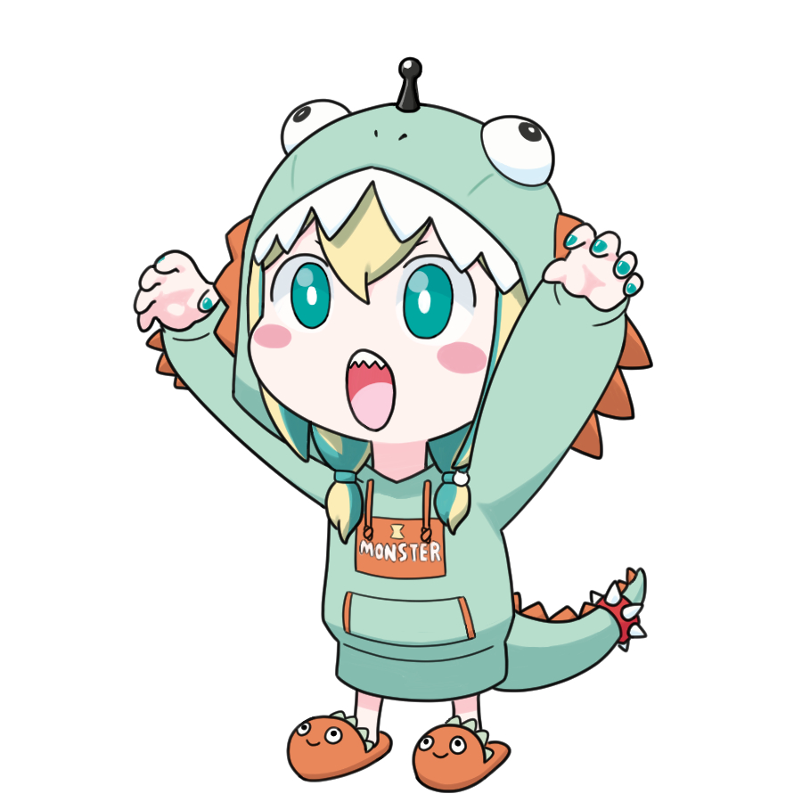 1girl hood solo sharp teeth teeth blonde hair hoodie  illustration images