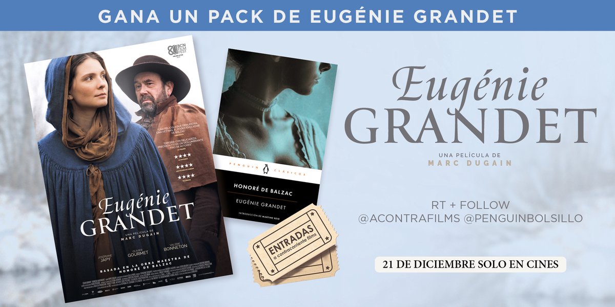¡SORTEAMOS 4 PACKS DE “EUGÉNIE GRANDET”! 

Dos entradas de cine para ver la película y un ejemplar de la novela de Balzac. 

¿Quieres uno? RT y seguir a las cuentas de <a href="/acontrafilms/">A Contracorriente</a> y <a href="/penguinbolsillo/">Penguin Bolsillo 🐧 📚 #PenguinBolsillo</a>.

¡SÓLO en cines el 21 de diciembre! 

Límite: 18 de dic a las 23.59h.