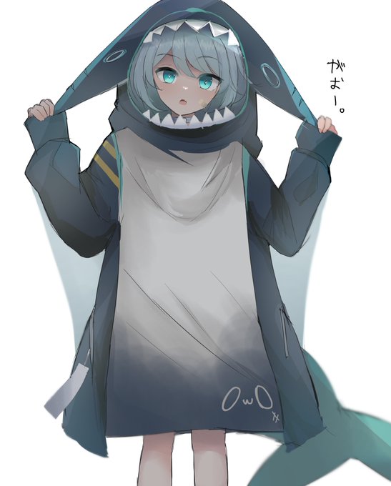 「grey hair shark tail」 illustration images(Latest)