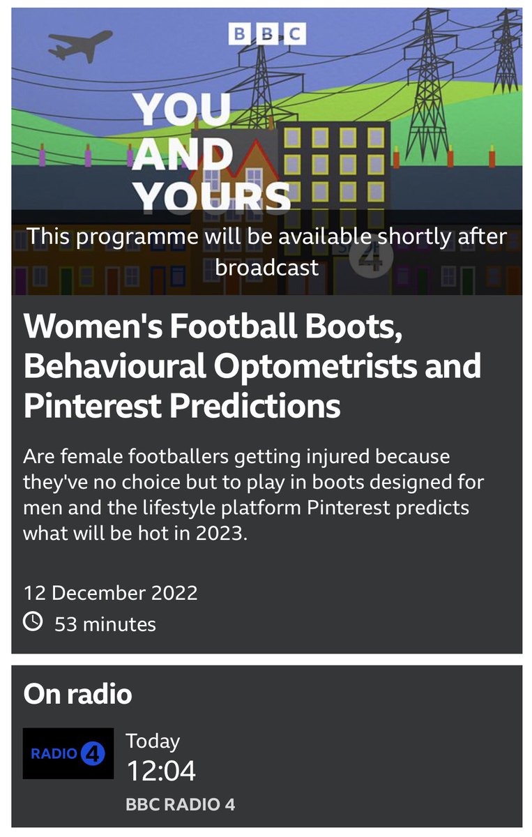 Our Women’s Team are on the You and Yours programme on Radio 4 today at midday: 
⚪️⚫️