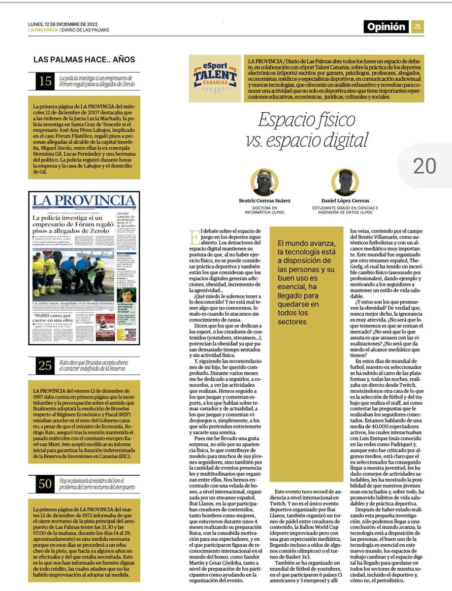 Artículo que publica hoy <a href="/laprovincia_es/">La Provincia</a> quizás el que más emoción me ha dado ya que es el primero que publico con mi hijo