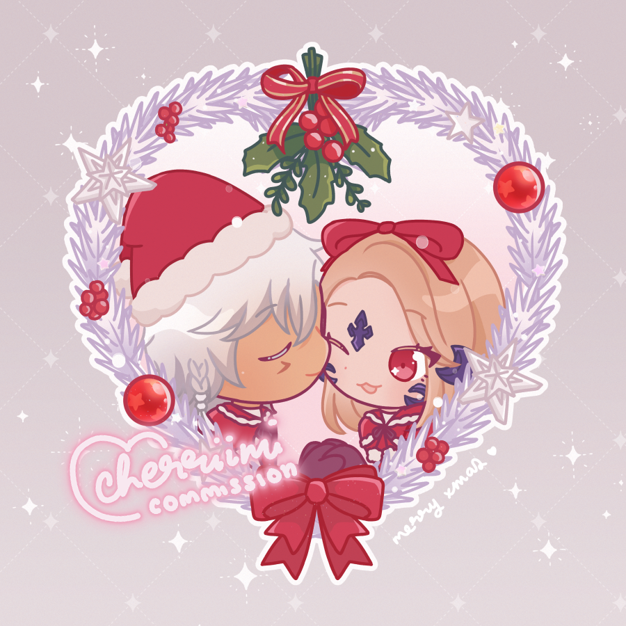 null 「first xmas ych batch all done thank you!」|𝙖𝙧𝙞𝙨𝙖 🐱🍒 cf16 G27-28のイラスト