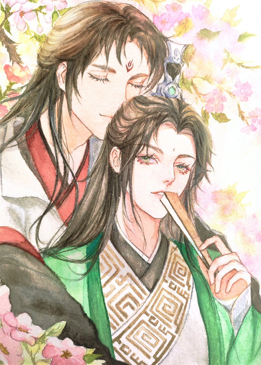 渣反#人渣反派自救系统#洛冰河#沈清秋#冰秋用水彩画了冰秋抱抱