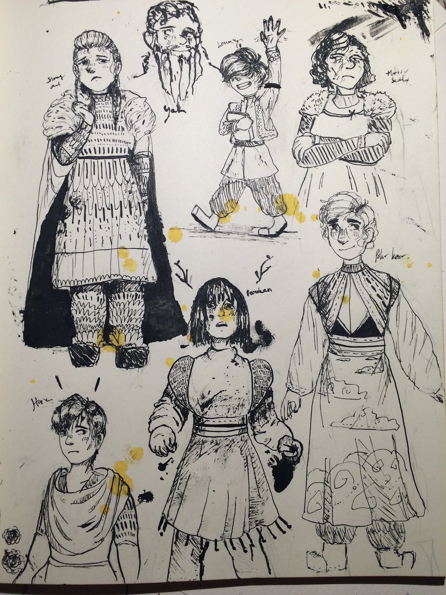 I had this phase of character design with a fountain pen in this awful sketchbook Lordy I had no Clue what I was doing 